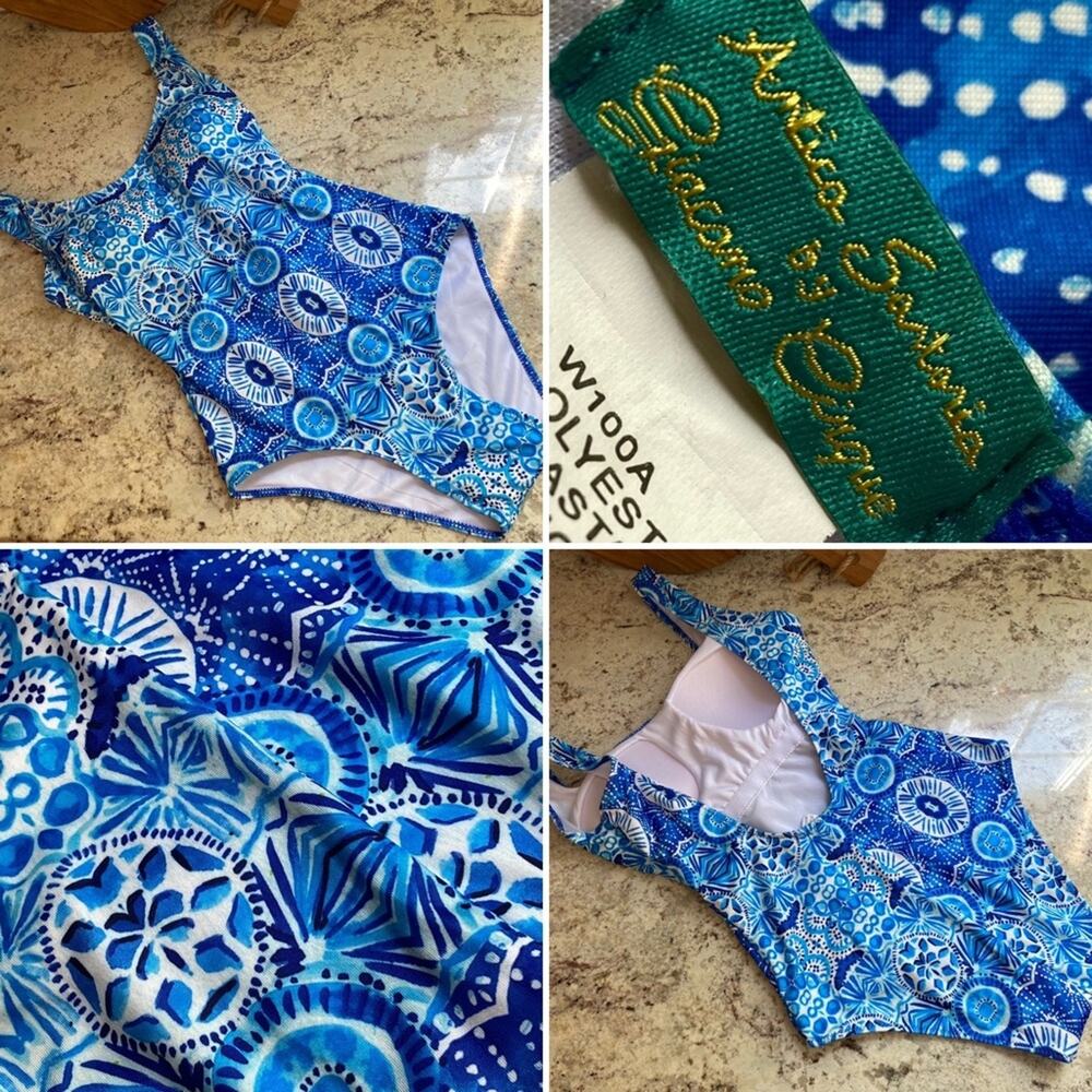 Antica Sartoria Positano Italy Blue Swimsuit EUC Small